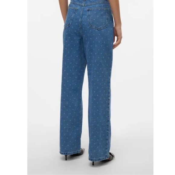 Vero Moda Kathy Dot High Waist Wide Leg Jeans - Picture 3 of 4